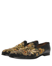 Black Velvet Embellished Dress Loafers Shoes