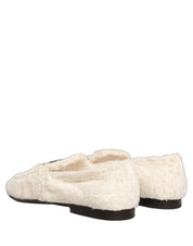 White Fur Shearling Men Dress Loafers Shoes