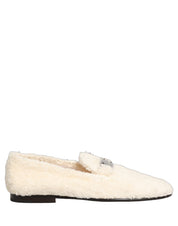 White Fur Shearling Men Dress Loafers Shoes