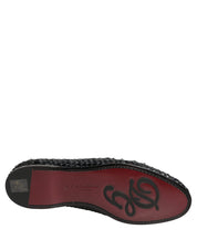 Black Woven Raffia Slip On Loafers Shoes