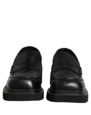 Black Calfskin Leather Men Dress Loafer Shoes