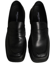 Black Calfskin Leather Men Dress Loafer Shoes