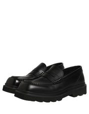 Black Calfskin Leather Men Dress Loafer Shoes