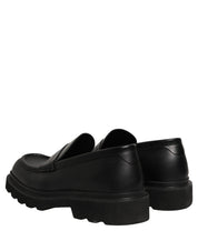 Black Calfskin Leather Men Dress Loafer Shoes