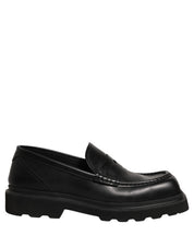 Black Calfskin Leather Men Dress Loafer Shoes
