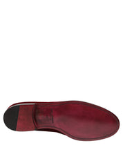 Dolce & Gabbana Maroon Velvet Slip On Men Dress Loafers Shoes Dolce & Gabbana