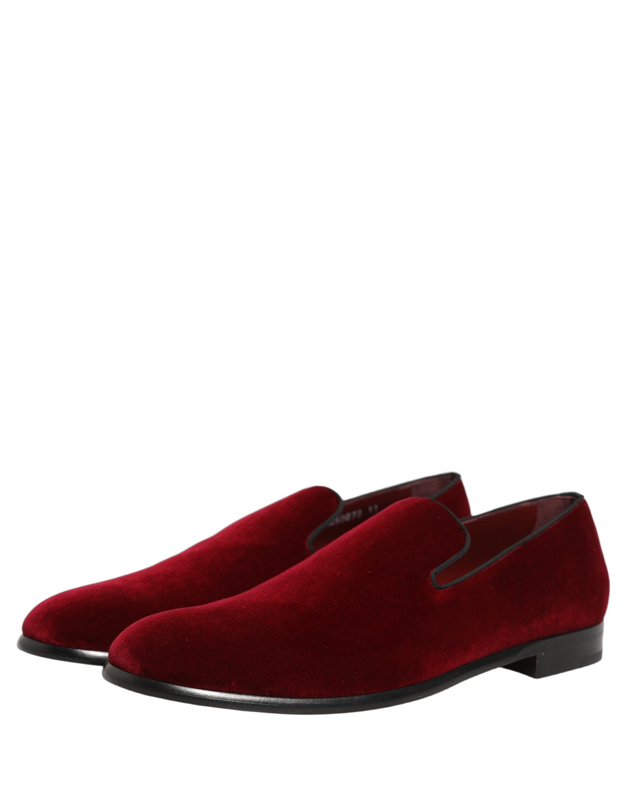Dolce & Gabbana Maroon Velvet Slip On Men Dress Loafers Shoes Dolce & Gabbana