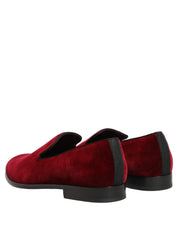 Dolce & Gabbana Maroon Velvet Slip On Men Dress Loafers Shoes Dolce & Gabbana