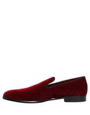 Dolce & Gabbana Maroon Velvet Slip On Men Dress Loafers Shoes Dolce & Gabbana