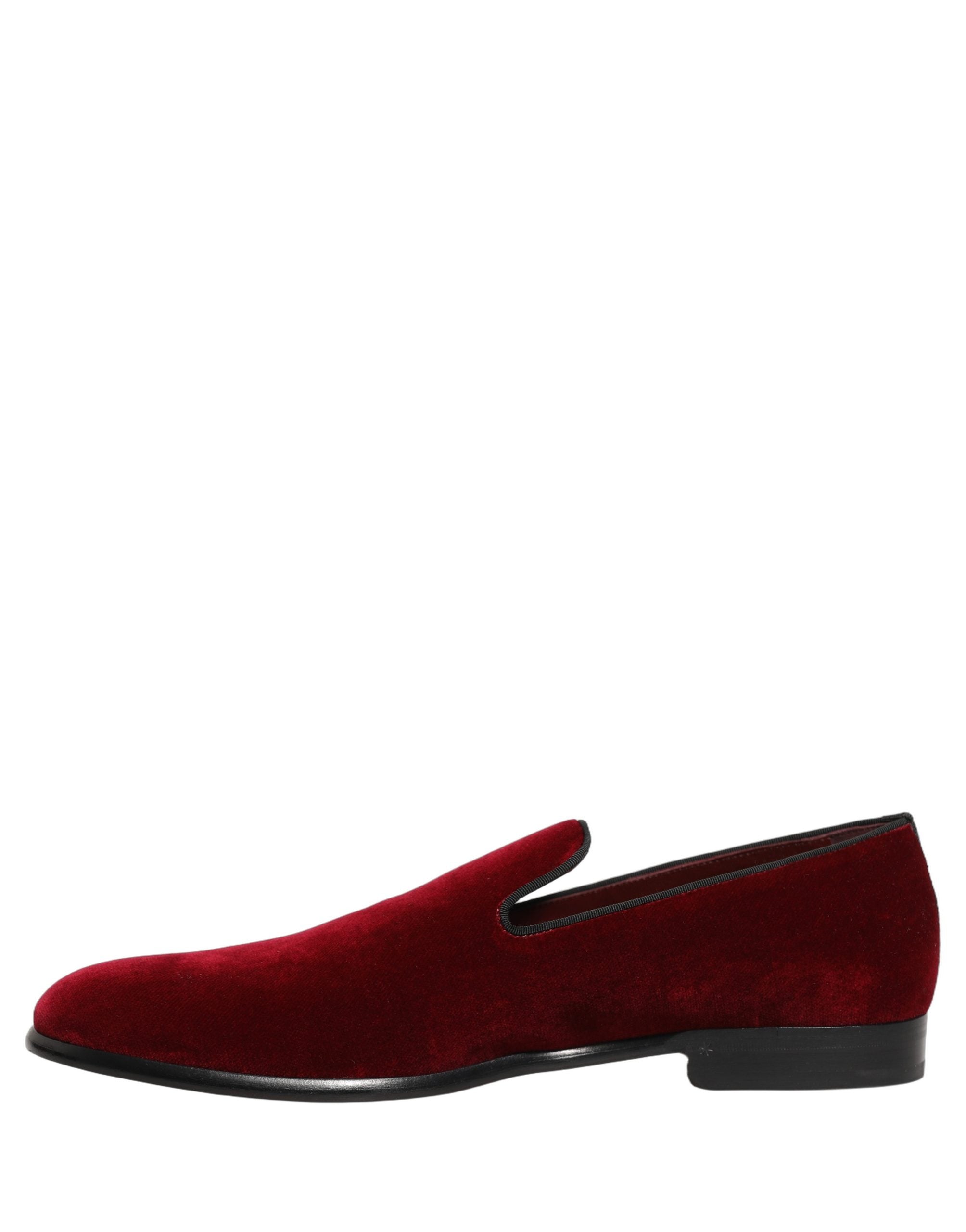 Dolce & Gabbana Maroon Velvet Slip On Men Dress Loafers Shoes Dolce & Gabbana