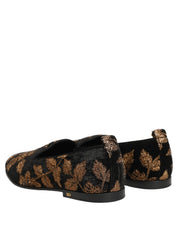 Black Floral Jacquard Dress Loafers Shoes