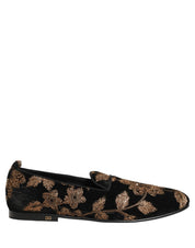 Dolce & Gabbana Black Floral Jacquard Dress Loafers Shoes