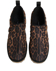 Dolce & Gabbana Brown Leopard Print Quilted Men Sneakers Shoes Dolce & Gabbana
