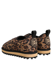 Dolce & Gabbana Brown Leopard Print Quilted Men Sneakers Shoes Dolce & Gabbana
