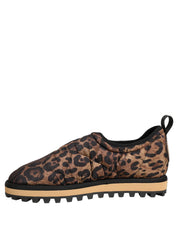 Dolce & Gabbana Brown Leopard Print Quilted Men Sneakers Shoes Dolce & Gabbana