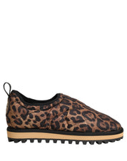 Dolce & Gabbana Brown Leopard Print Quilted Men Sneakers Shoes Dolce & Gabbana