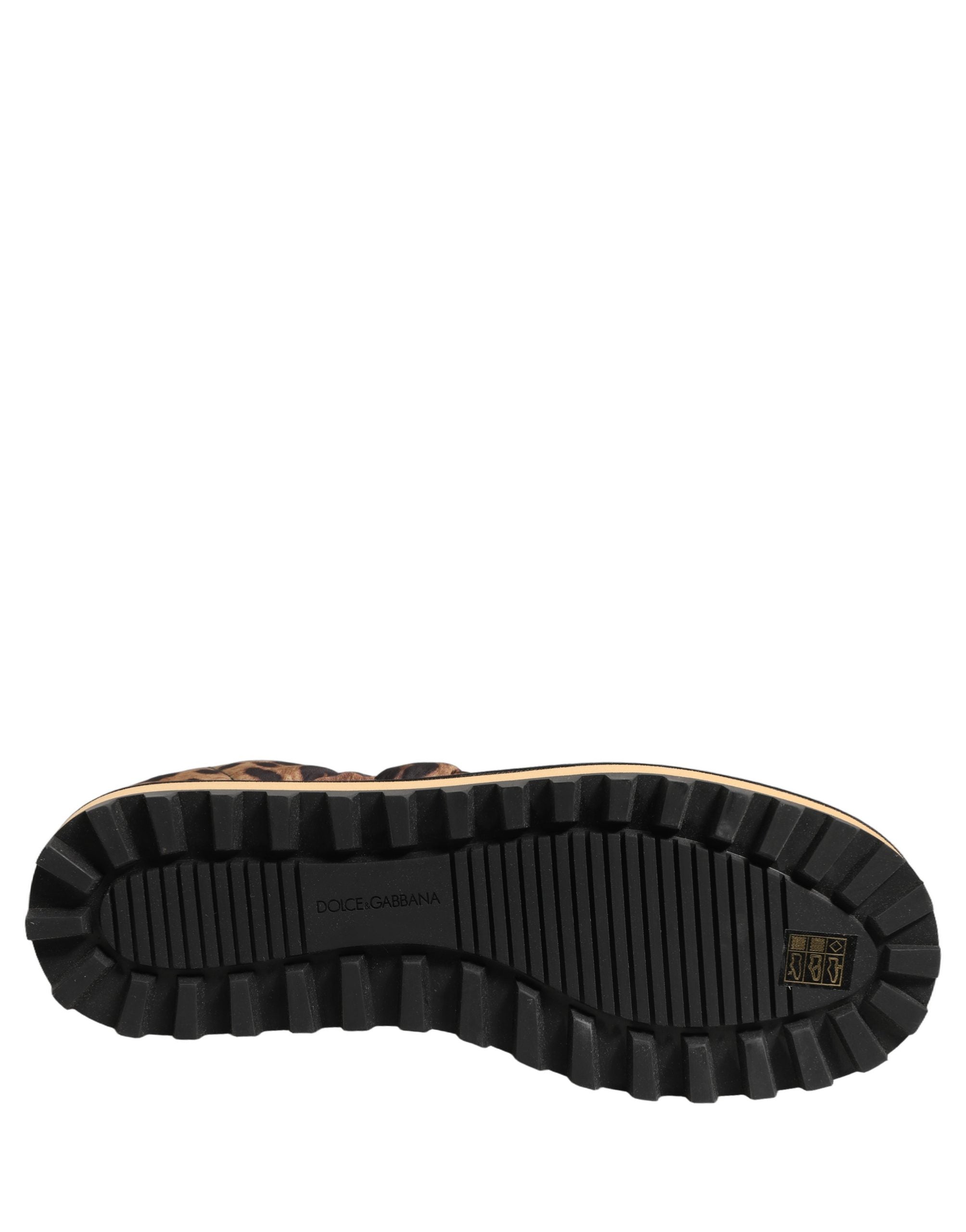 Dolce & Gabbana Brown Leopard Print Quilted Men Sneakers Shoes Dolce & Gabbana