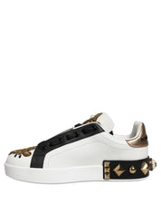 White Gold Studded Portofino Sneakers Shoes