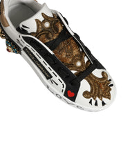 White Gold Studded Portofino Sneakers Shoes