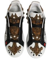 White Gold Studded Portofino Sneakers Shoes