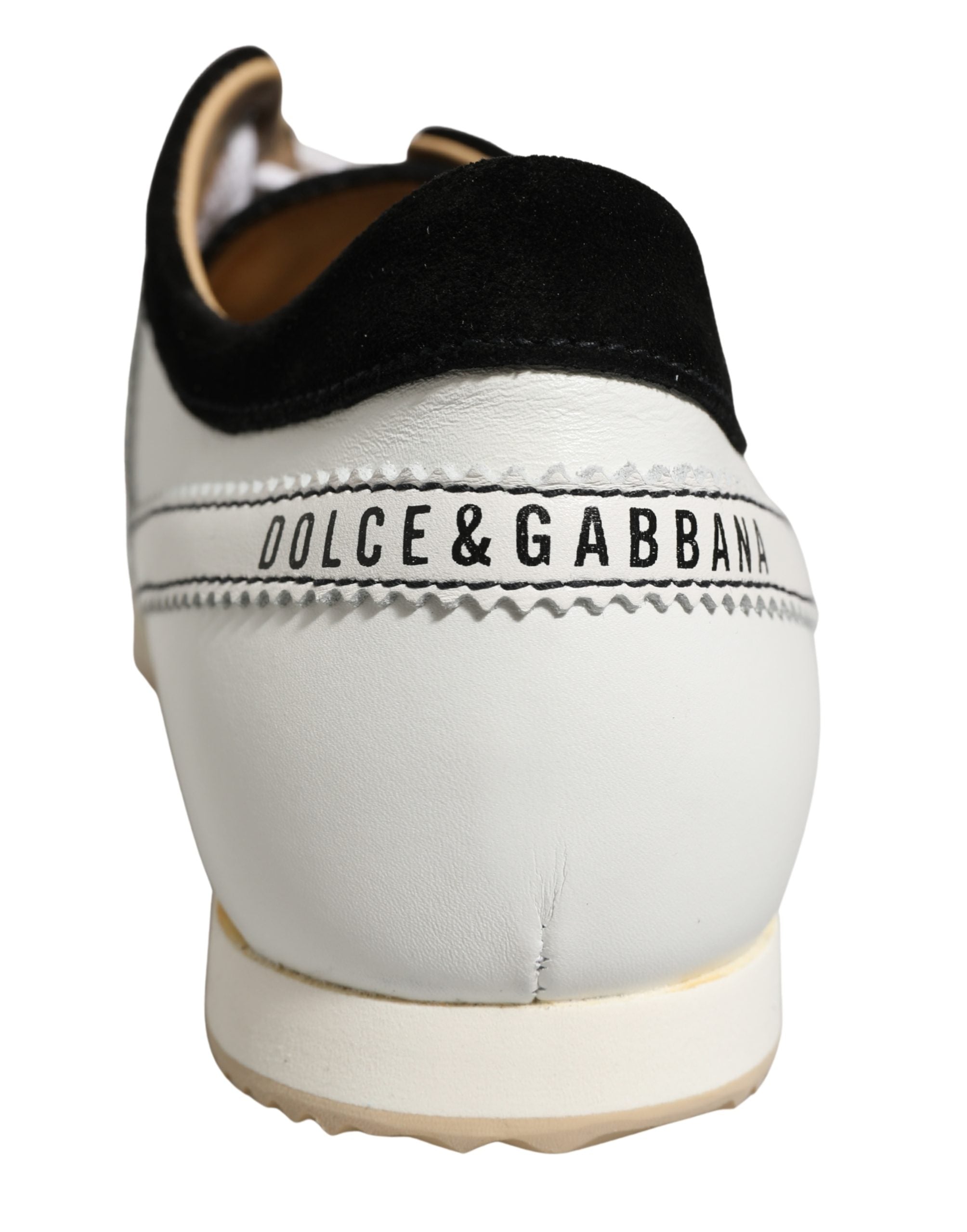 Dolce & Gabbana Black White Leather Suede Low Top Sneakers Shoes Dolce & Gabbana