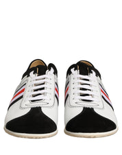 Dolce & Gabbana Black White Leather Suede Low Top Sneakers Shoes Dolce & Gabbana