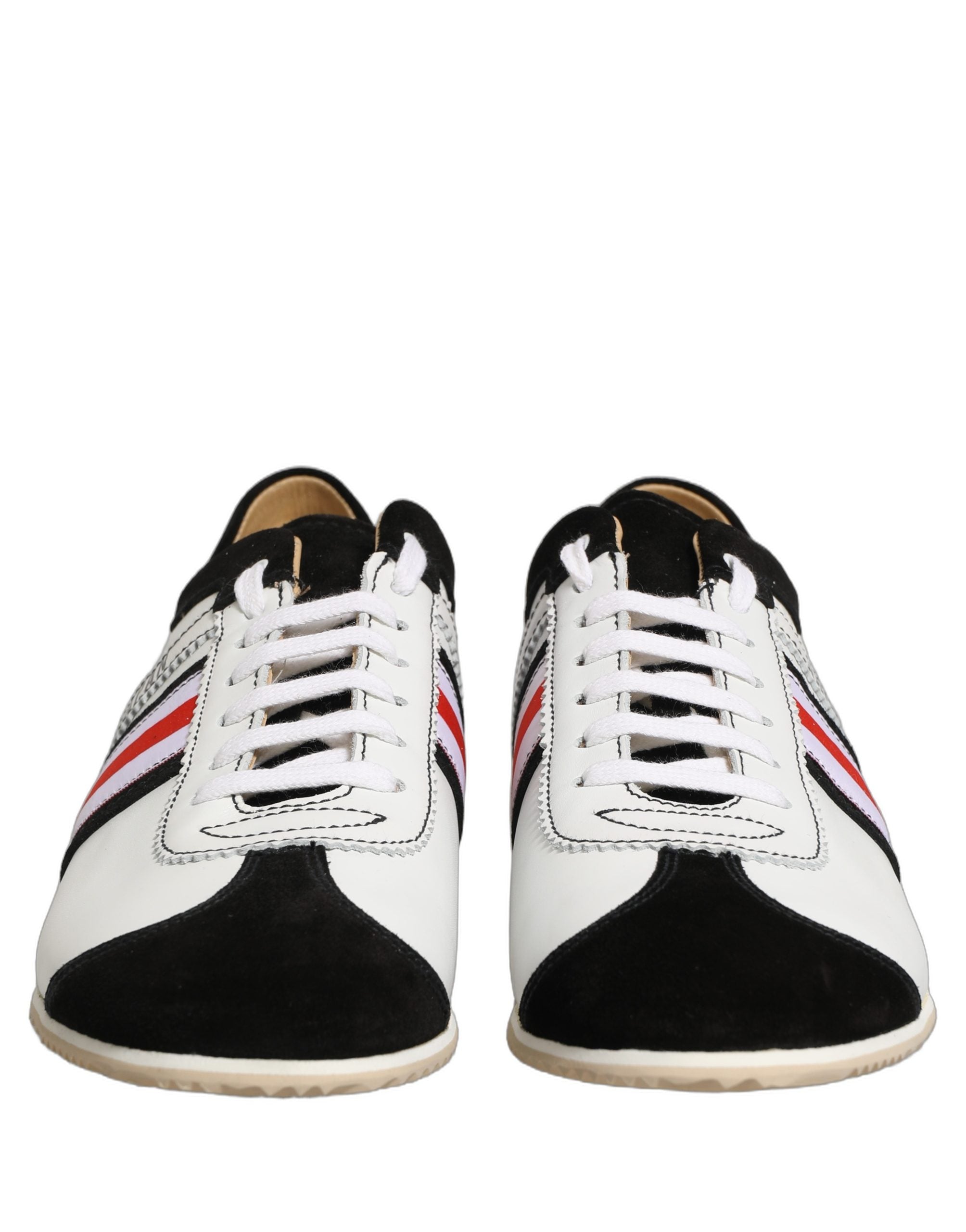 Dolce & Gabbana Black White Leather Suede Low Top Sneakers Shoes Dolce & Gabbana