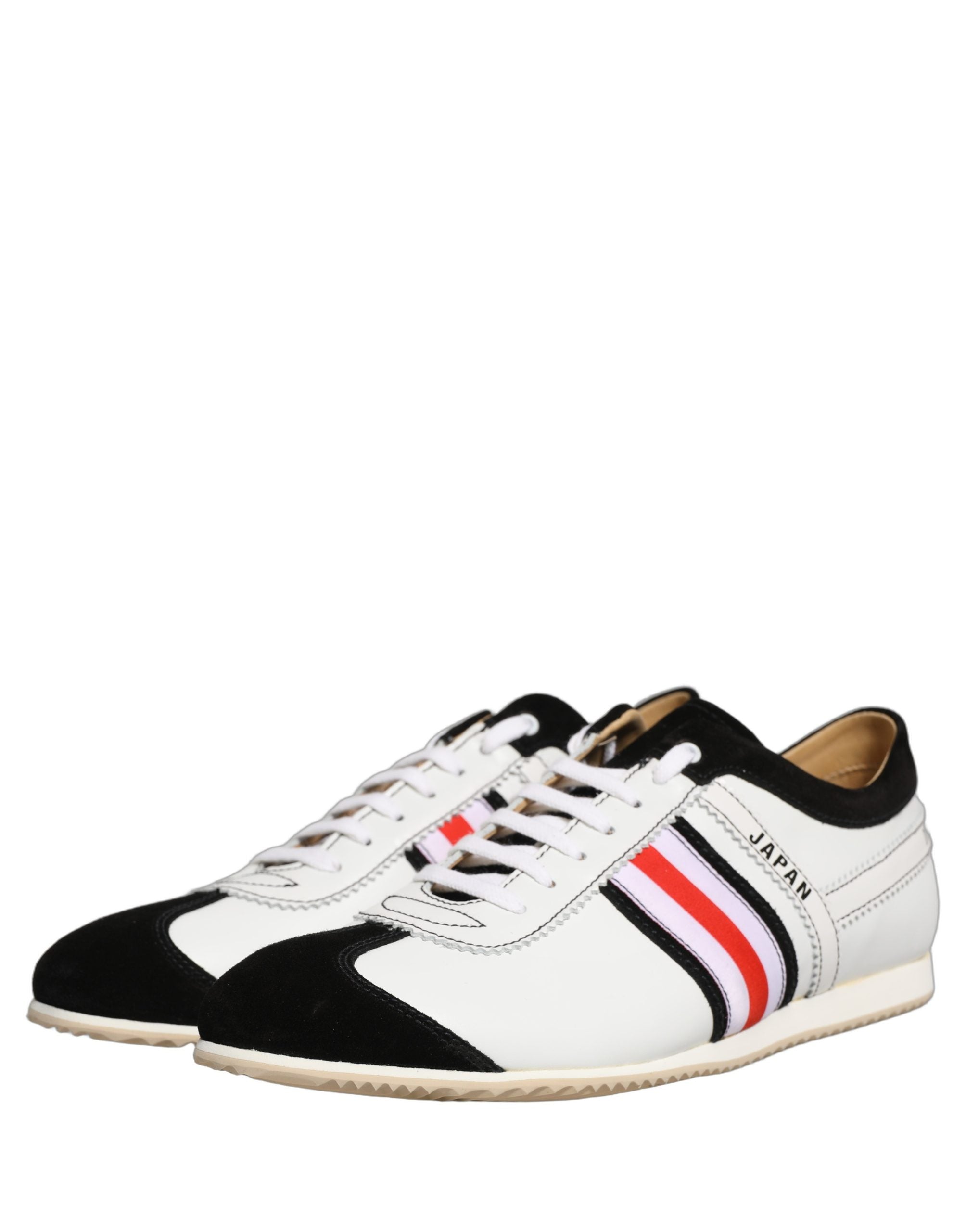 Dolce & Gabbana Black White Leather Suede Low Top Sneakers Shoes Dolce & Gabbana