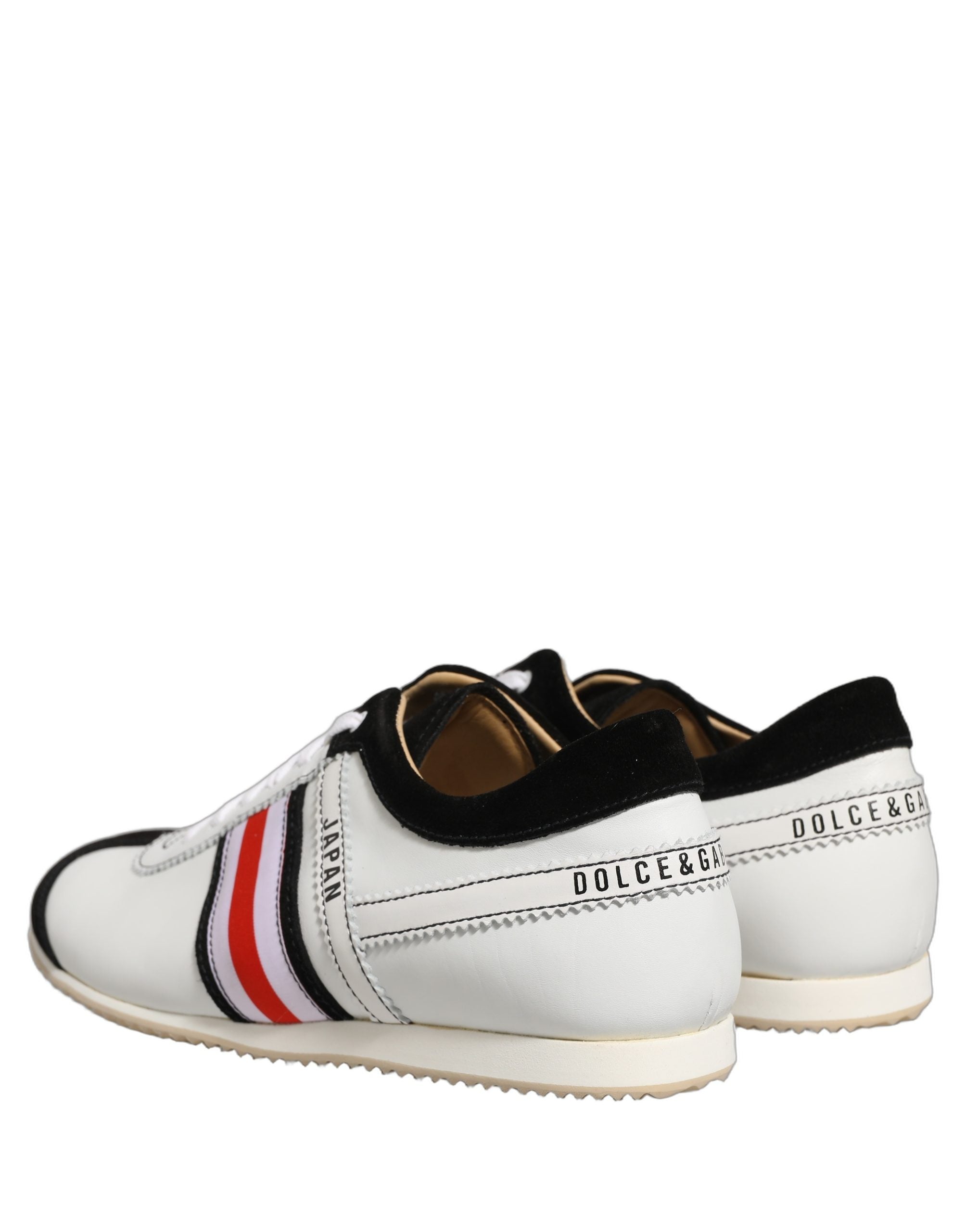 Dolce & Gabbana Black White Leather Suede Low Top Sneakers Shoes Dolce & Gabbana
