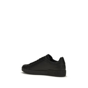 Dolce & Gabbana Black Calf Leather Bos Taurus Low Top Sneakers