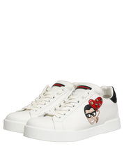 White Patch Calfskin Nappa Portofino Sneakers Shoes