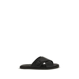 Black Calf Leather Bos Taurus Flat Sandals