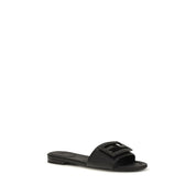 Black Calf Leather Bos Taurus Flat Sandals