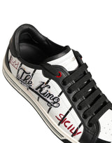 White Black DG Logo King Patch Low-Top Sneaker Shoes
