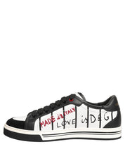 Dolce & Gabbana White Black DG Logo King Patch Low-Top Sneaker Shoes Dolce & Gabbana