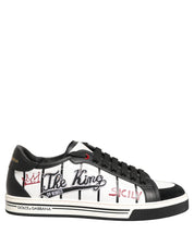 Dolce & Gabbana White Black DG Logo King Patch Low-Top Sneaker Shoes Dolce & Gabbana