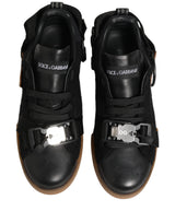 Black Leather Low Trainers Men Sneakers Shoes