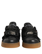 Black Leather Low Trainers Men Sneakers Shoes