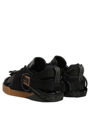 Black Leather Low Trainers Men Sneakers Shoes