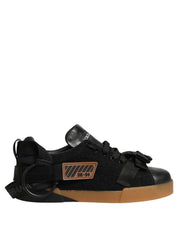 Dolce & Gabbana Black Leather Low Trainers Men Sneakers Shoes