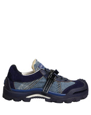 Blue Airmaster Panelled Low Top Denim Sneakers Shoes