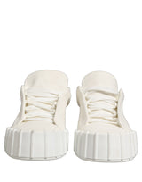 White Leather Low Top Lace Up Sneakers Shoes