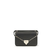 Valentino Garavani Black Calf Leather Bos Taurus Shoulder Bag