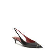 Valentino Garavani Black Calf Leather Bos Taurus Mid Heel Pumps