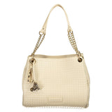 Beige Polyurethane Women's Bag with Adjustable and Removable Strap