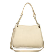 Beige Polyurethane Women's Bag with Adjustable and Removable Strap