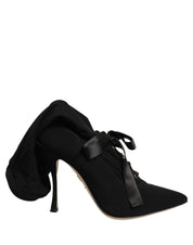 Black Stiletto Heels Mid Calf Boots Shoes
