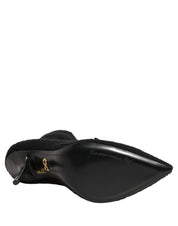 Black Stiletto Heels Mid Calf Boots Shoes