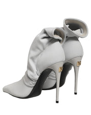 Gray Stretch Socks Heels Ankle Boots Shoes