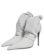 Gray Stretch Socks Heels Ankle Boots Shoes